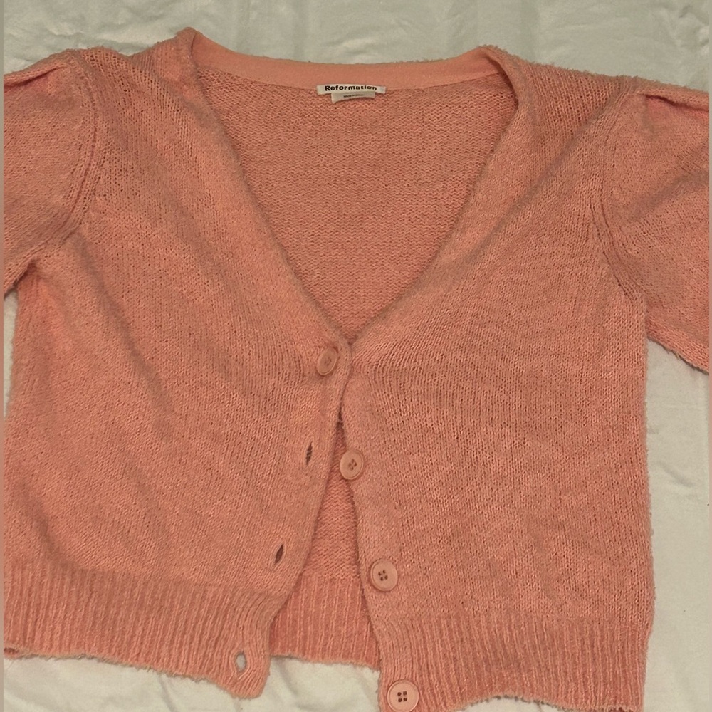 Reformation Pink Cropped Shrug Size M